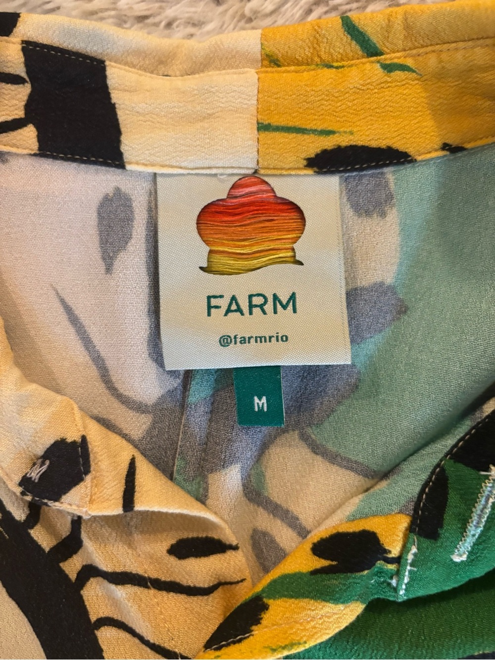 FARM Rio Yellow & Green Banana-Print Button-Down Shirt - Picture 4 of 4
